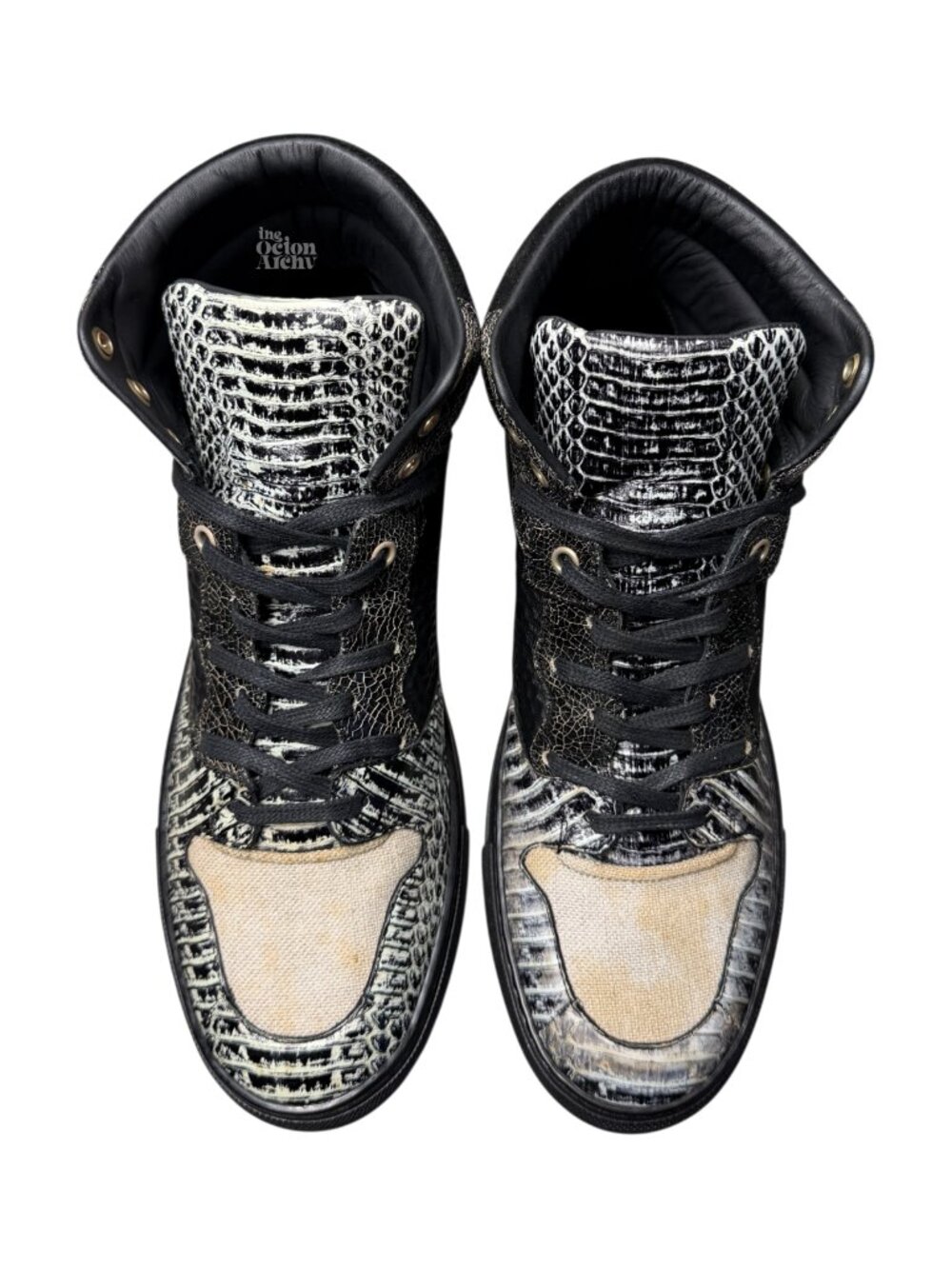 Vintage Balenciaga High Top Sneaker Black/Snakeskin Mismatched Sizes (40L & 41R) - Picture 9 of 14